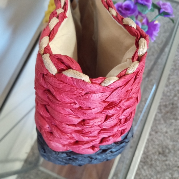 Raffia Crossi handmade paper woven multicolor vacation summer rattan clutch bag - Picture 7 of 9